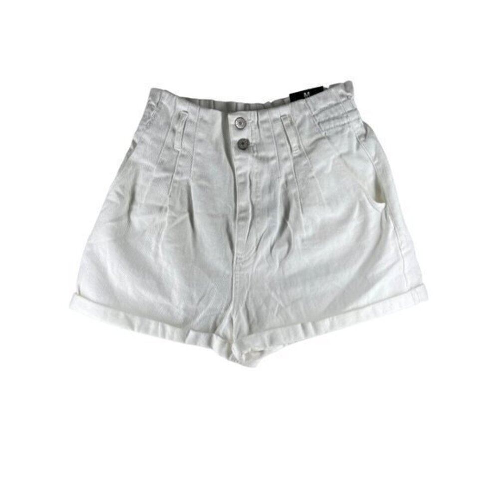 Fashion Nova Time Flies Womens Shorts Size M White Denim High Rise Cuffed